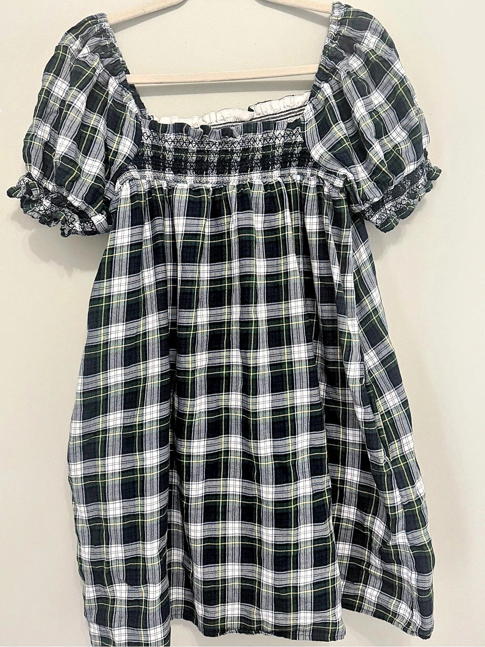 a&g Plaid Mini Dress in Green & Black Large Like New